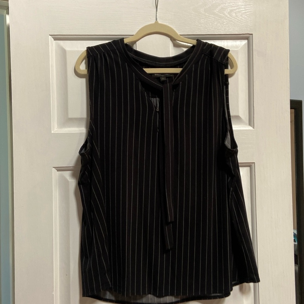 Pin striped black blouse with tie